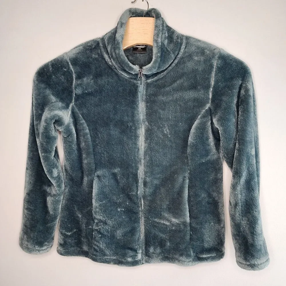 32 DEGREES HEAT Luxe Faux‎ Fur Fuzzy Fleece Cozy Zip Up Jacket  Size L